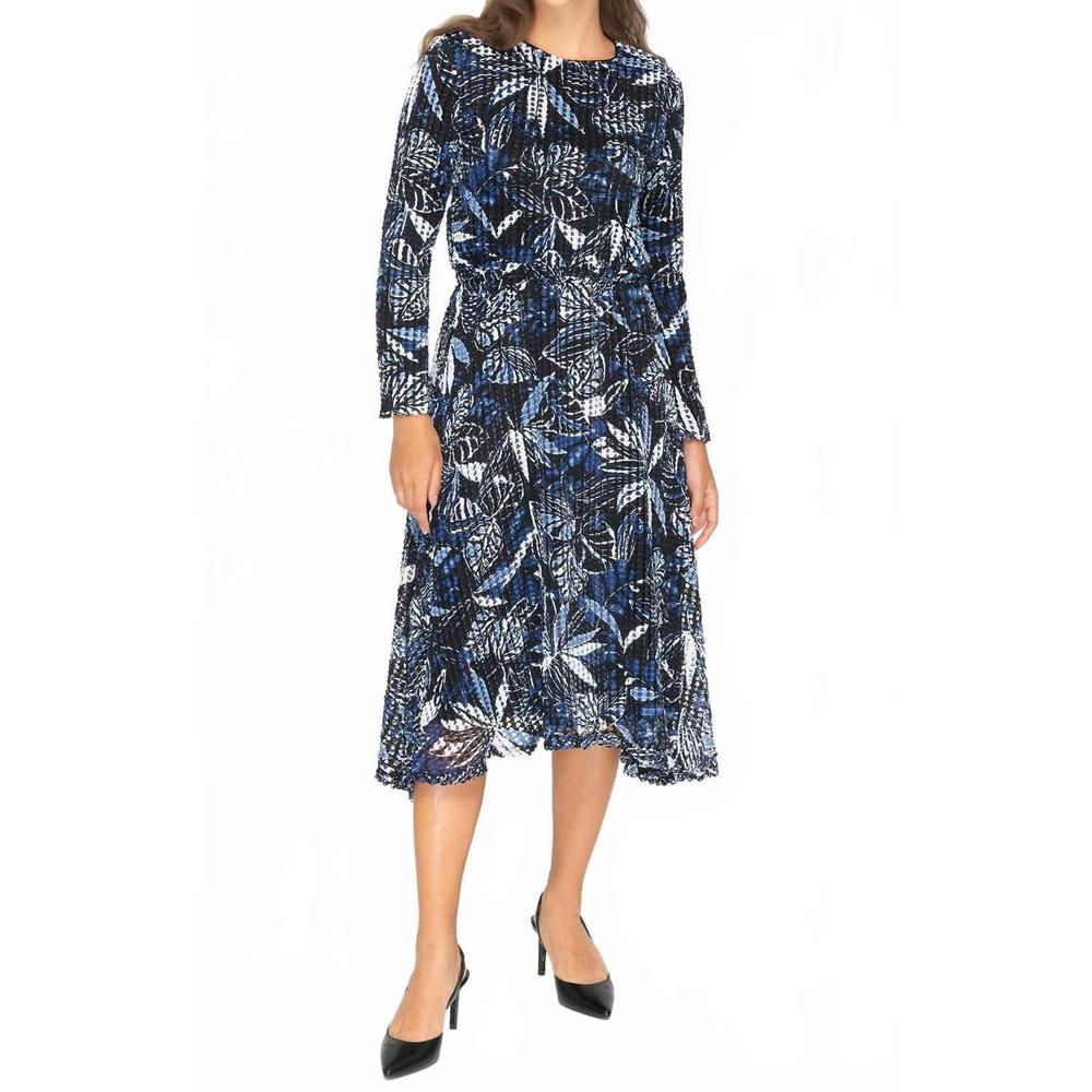 NEW KMW textured mesh midi dress in royal blue